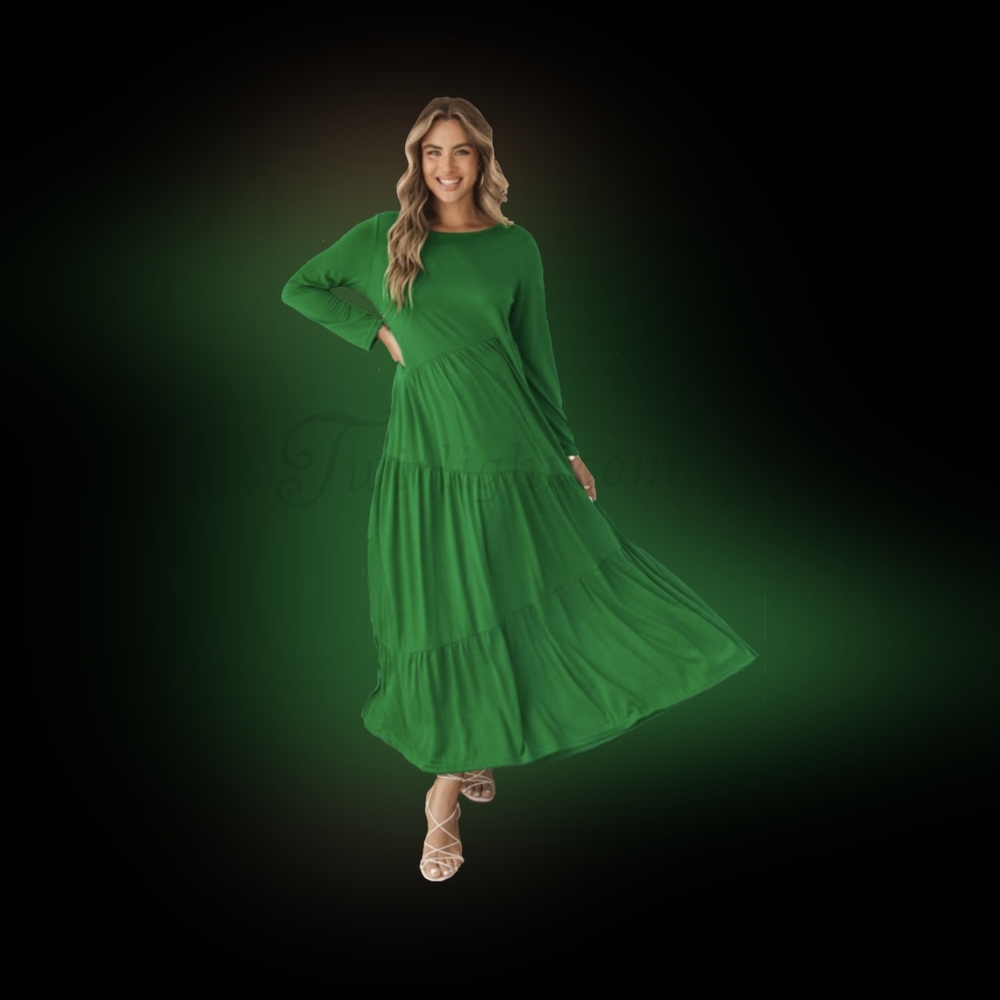 Emerald: Green Tiered Maxi Dress